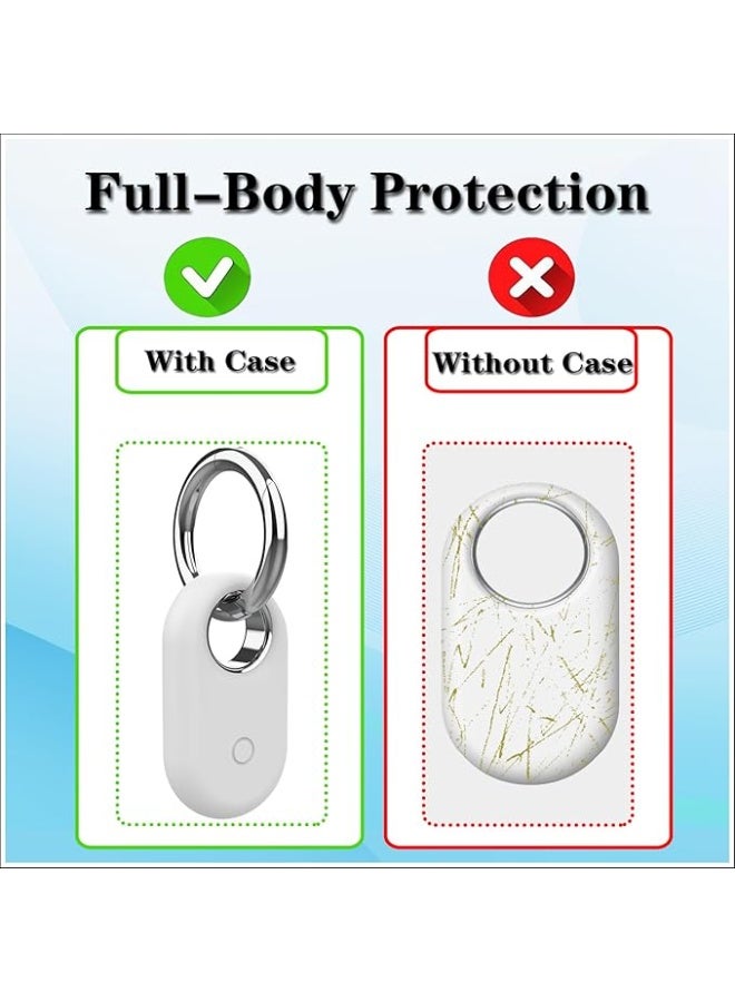 4-Pack Holder for Samsung Galaxy SmartTag 2 Case, Silicone Protective Case for Galaxy Smart Tag 2 with Keychain for Pets, Keys, Luggage, Backpacks and More (Black/Navy Blue/White/Light Blue) - Image 4